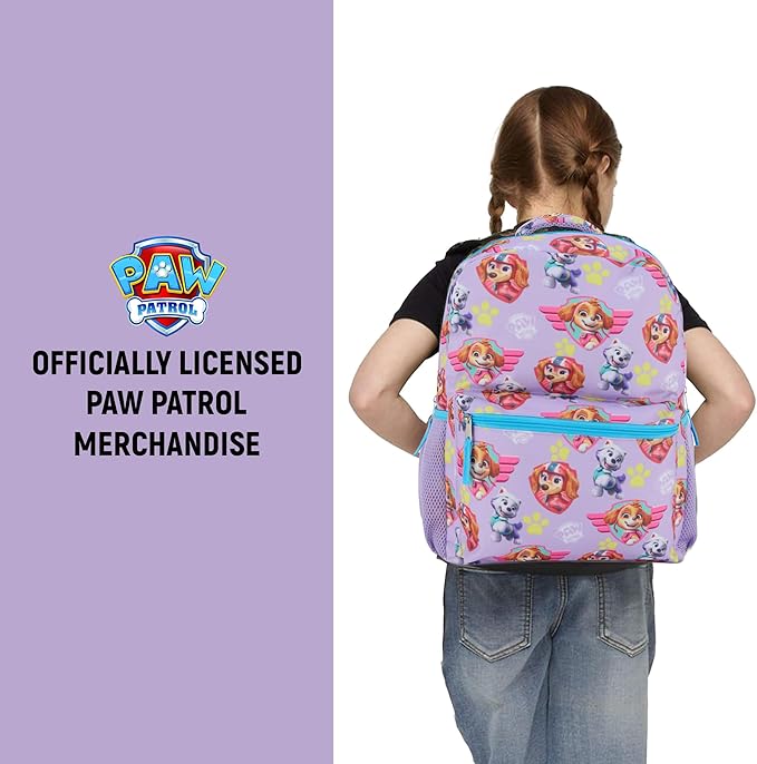 Paw Patrol Backpack for Kids - Chase, Skye, Marshall, Rubble, Rocky, Zuma, Everest, Liberty, and Ryder School Book Bag - Backpack for Boys Girls Toddlers and Adults - for Laptop and Lunch Box (Pink)