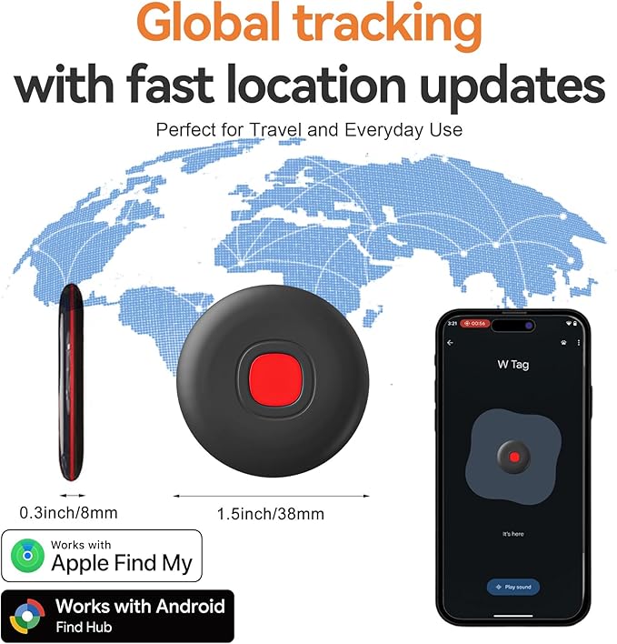 Air Tracker Tags for Android or iOS, Dual System Smart Bluetooth Tags, Find My or Google'S Find Hub App, Keys Finder and Item Locator, Waterproof Luggage Tracker for Keys, Wallets, Bags