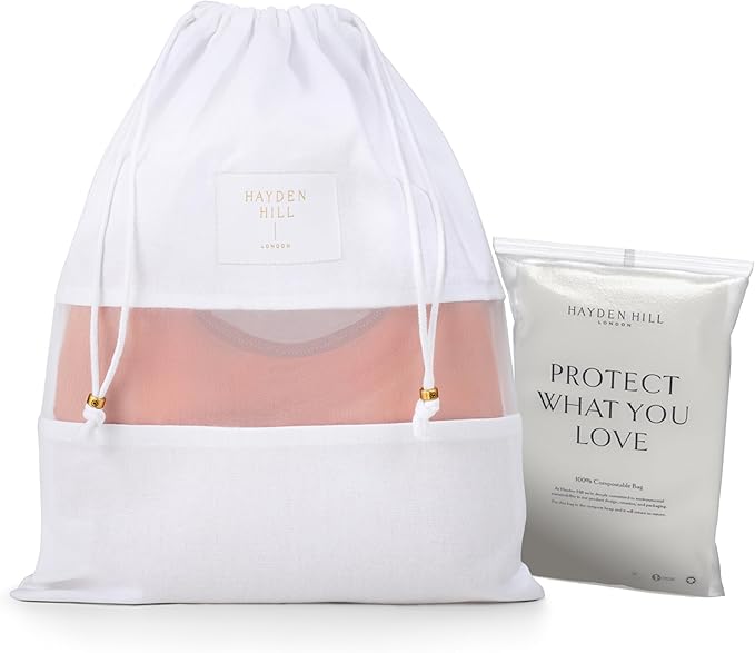 Hayden Hill Luxury Organice Cotton Dust Bags For Handbags - 6 Pack (Small-Med) - Handbag, Purse and Shoe Storage - Certified Carbon Neutral