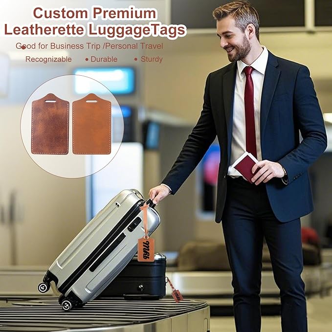30 Sets Khaki Luggage Tags Laser Engraving Material - Ideal Laserable Engravable Leatherette Gift - Lasable Faux PU Leather Name ID for Suitcases Bag Backpack to Easily Distinguish during Trip