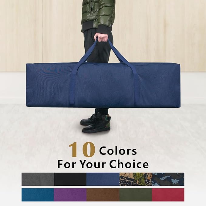 TOPDesign 46 Inch Extra Large Zippered Duffel Bag for Travel Camping Sports Equipment Storage, Waterproof Foldable Luggage Bag with Padded Handles