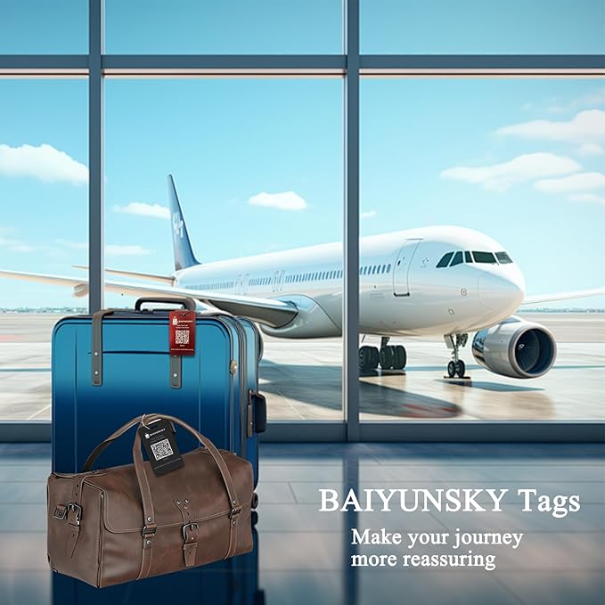 Smart Luggage Tags for Suitcases, 4 Pack QR Code Security Information Luggage Tag, Steel Ring, Waterproof Easy Identify Personalized Luggage Tags, No App or Subscription Needed (4 Colours)