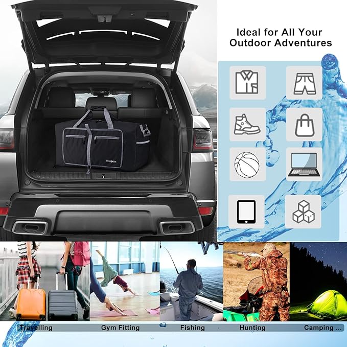 Woogwin Travel Duffel Bag Large Foldable Waterproof Overnight Bag for Beach Swim Bags Pool Sports Gym