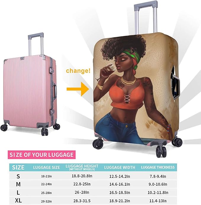 Luggage protector suitcase cover luggage cover for Suitcase Washable Suitcase Protector Anti-scratch Suitcase cover Medium African American Afro Black Girl