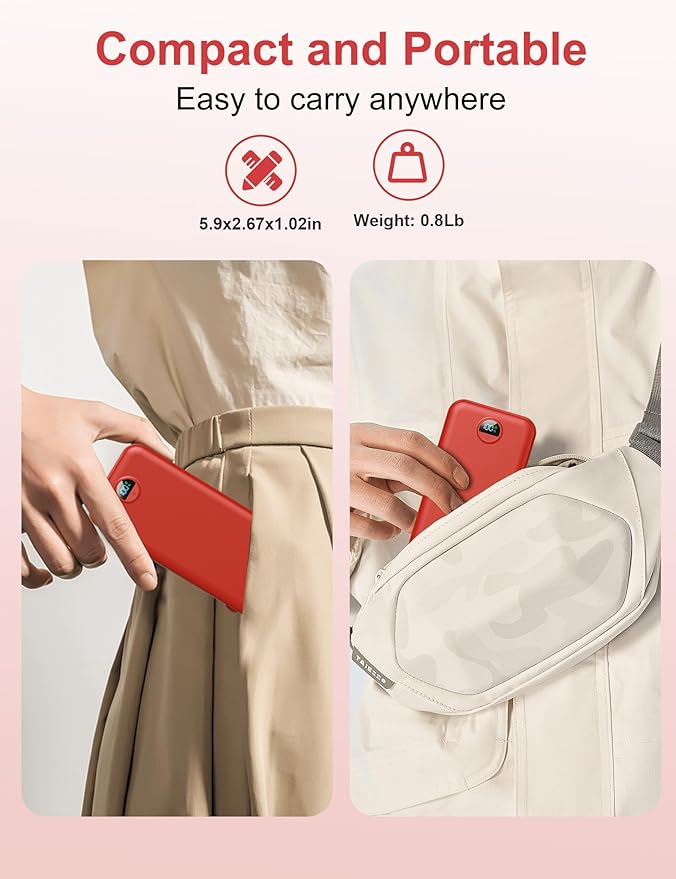 Portable Charger Power Bank, 12000mAh 22.5W USB C Fast Charging with Built-in Cables & Wall Plug, 5-in-1 Battery Pack with LED Display, Ultimate Travel Essential for iPhone, iPad, Samsung Red