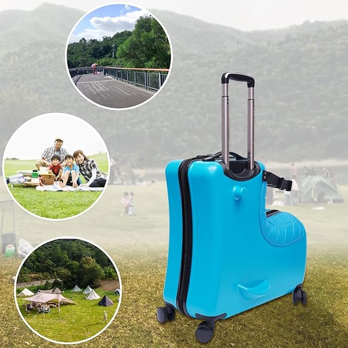 CNCEST 24" Kid's Ride-on Travel Suitcase,Kids' Luggage with Wheel and Password Lock,Children's Ride On Trolley Luggage for Children's Day Gift,Festival Gift