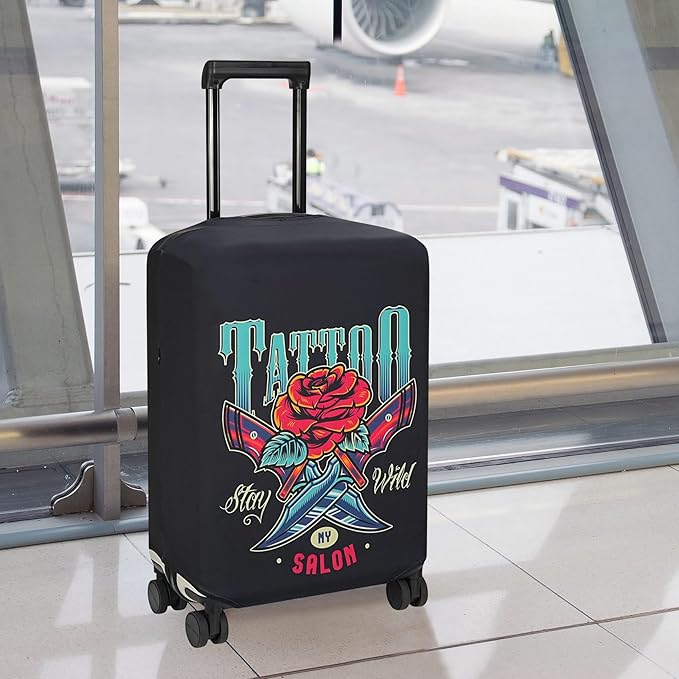 Explore Land Travel Luggage Cover Suitcase Protector Fits 31-32 Inch Case (Blade Rose, XL)