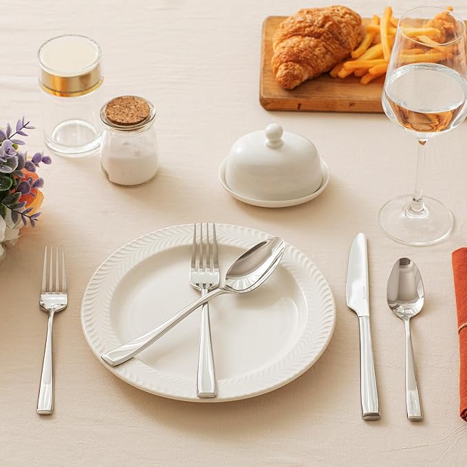 KINGSTONE Mirror Polish Silverware Set for 4, 20-Piece 18/10 Stainless Steel Flatware Set, Dishwasher Safe Cutlery Set for Wedding, Home, Restaurant, Knives Spoons and Forks Set