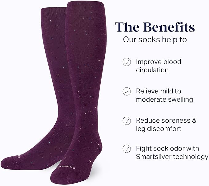 Comrad Recycled Cotton Knee High Socks - 15-20mmHg Graduated Compression Socks - Soft & Breathable Support Socks, Unisex