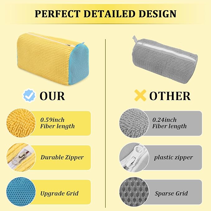 2 Pcs Shoe Washing Machine Bag Sneaker Laundry Bags For washers, Cleaned 360° Mesh Pouch Reusable & Durable Laundry Shoe Bag Side Zipper, Suitable for Washing Machine and Dryer (yellow)