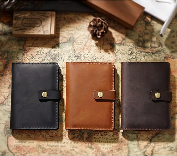 Passport Holder Cover Case Crazy Horse Leather Waterproof Travel Wallet Business Credit Card Vaccine Combo with Slot Accessories Documents Vintage Organizer Protector for Women Men Coffee