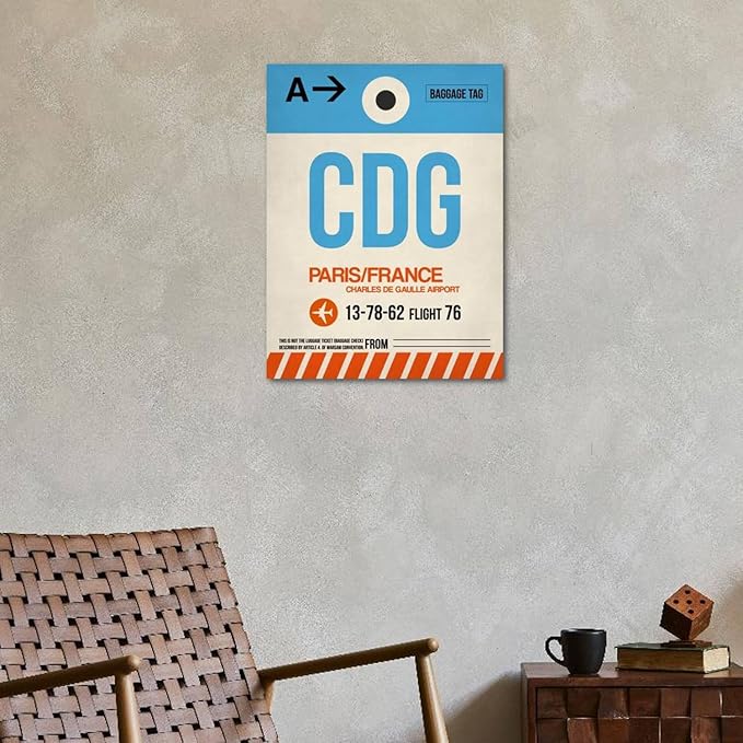 ART.COM Wall Art Print CDG Paris Luggage Tag 2 by NaxArt, 24" x 32"