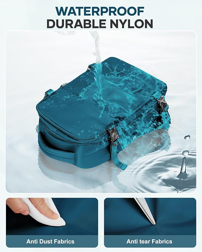 Vacuum Backpack Travel with Pump,Vacuum Seal Bags for Clothing, Shoe Compartment,United Airlines Personal Item Bag 17x10x9,Mochila compresion al vacio,Peacock Blue