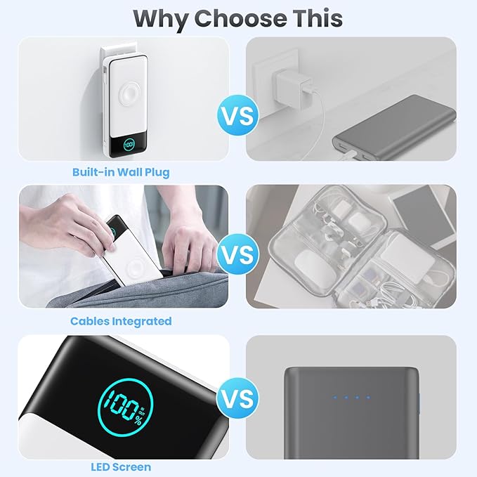 Portable Charger for iPhone with Built-in Cables and AC Wall Plug,Upgraded 26800mah Fast Charging USB C Power Bank,25W PD Travel Essential Battery Pack for iPhone 17/16/15/14,Galaxy,Apple Watch-White