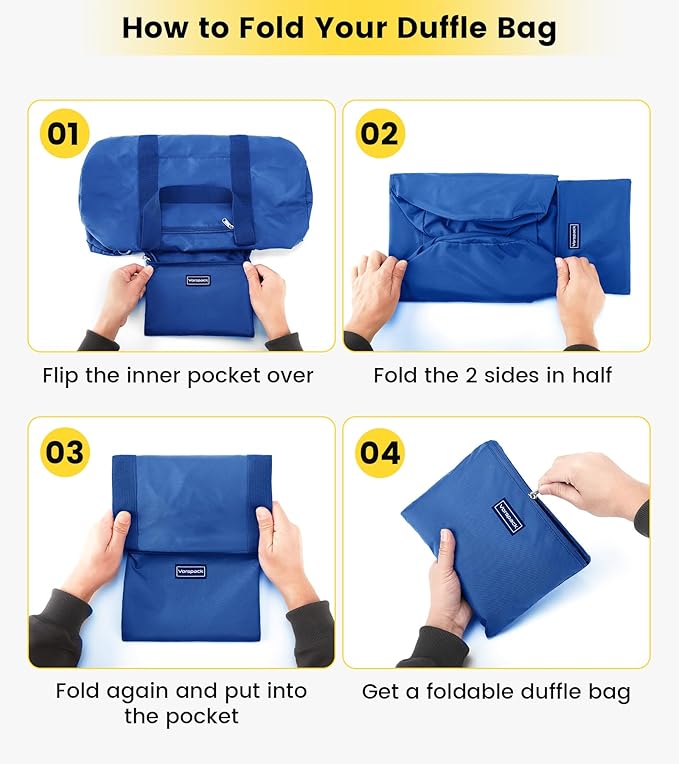 Vorspack Duffel Bag 20-24-28 Inches Foldable Gym Bag for Men Women Duffle Bag Lightweight with Inner Pocket for Travel Sports