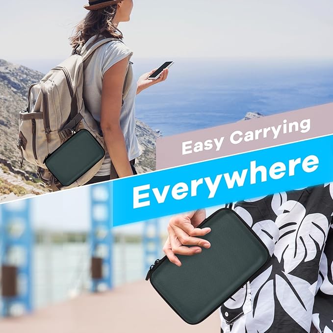 Shockproof Hard Shell Case - Large Electronic Organizer Carrying Case for External Hard Drive, Power Bank, Charger, Battery, GPS, Cell Phone - Portable Storage Pouch Bag Travel Case - Grey Blue