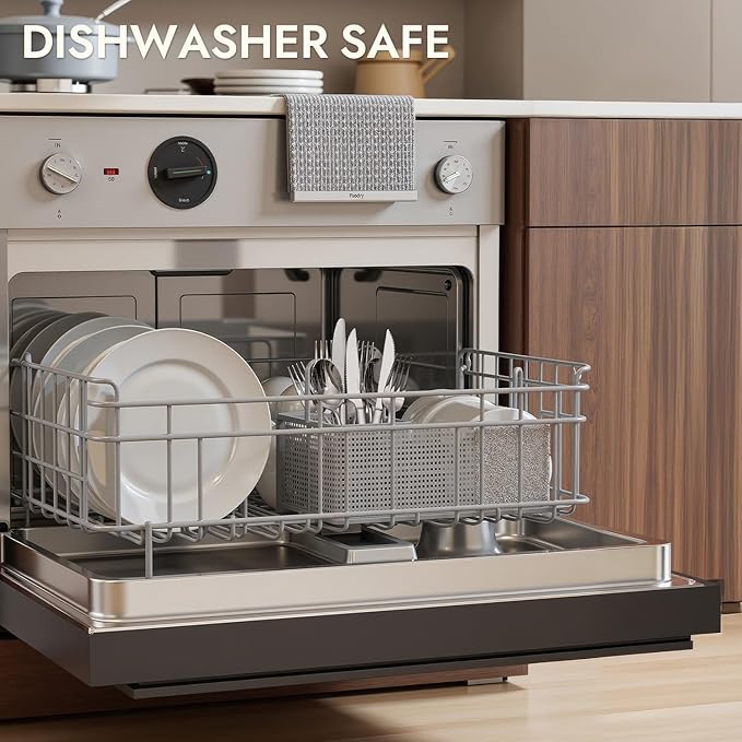 KINGSTONE 5-Piece Silverware Set, 18/10 Stainless Steel Flatware Cutlery Set with Hexagon Handle, for Hotel, Home, Party, Wedding Gift, Mirror Polish and Dishwasher Safe