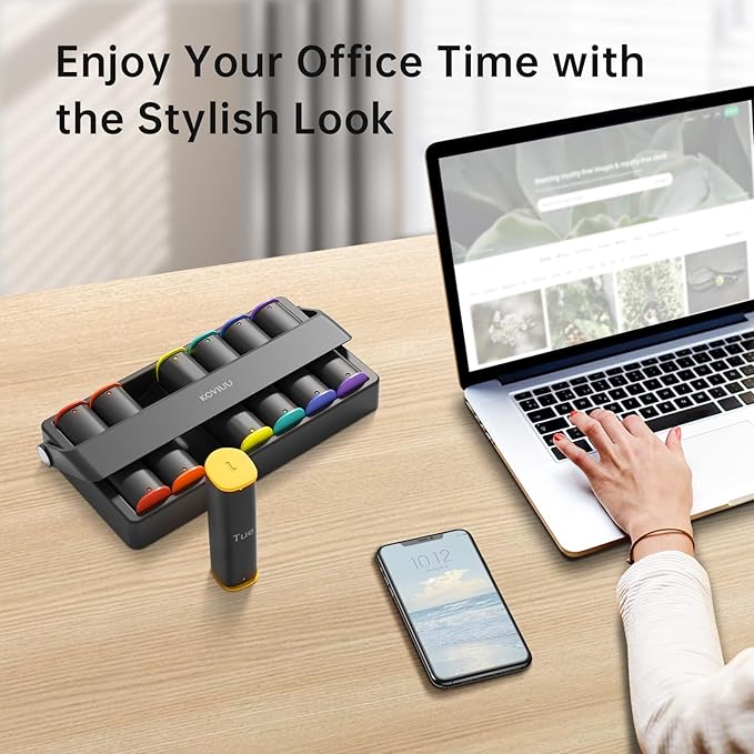 Weekly Pill Organizer 2 Times a Day, KOVIUU Large Travel Pill Box 7 Day, Am Pm Twice Daily Pill Case with Rotatable Handle, Week Pill Holder Container for Vitamin Medicine Supplement Fish Oil, Black