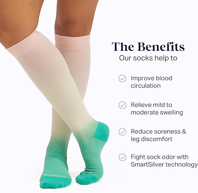 Comrad Nylon Knee High Socks - 15-20mmHg Graduated Compression Socks - Soft & Breathable Support Unisex Socks