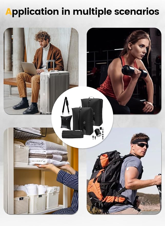 Travel Vacuum Bags with Pump, IP67 Reusable Waterproof Nylon Vacuum Compression Bags with See-through Window for Carry On Suitcases and Backpack,vacuum seal bags for clothing travel ( 3PCS-PUMP )