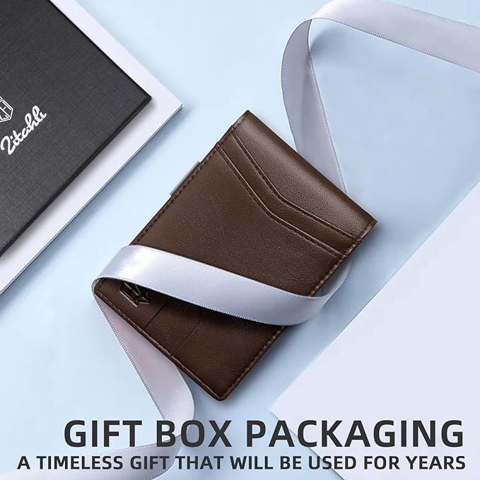 Zitahli Money Clip Wallets for Men,Slim Bifold Wallet 10-12 Cards, Mens Leather Wallet with ID Window,RFID Blocking Thin Minimalist Credit Card Holder,Gifts for Him