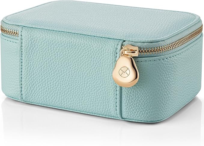 Vlando Jewelry Travel Organizer with 8 Velvet Jewelry Bags Travel Jewelry Storage Box Jewelry Case for Necklace Rings Earrings Trendy Christmas Birthday Graduate Gifts for Women-Lake Blue