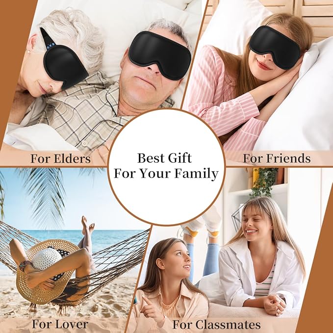 Easysleep 3D Sleep Mask Sleep Headphones White Noise Sleep Eye Mask with 31 Soothing Sounds 3 Timer Soft Adjustable Light Blocking Eye Cover Long Playtime for Sleeper Men Women Travel Gift