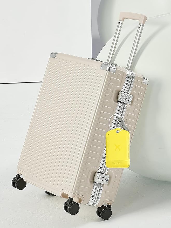 TopMade Smart Luggage Tag with Find My, Premium Leather Luggage Tags for Suitcase, Travel Bags, Backpacks, Anti-Lost Suitcase Tag Tracker for Travel with Privacy Name Card, Rechargeable