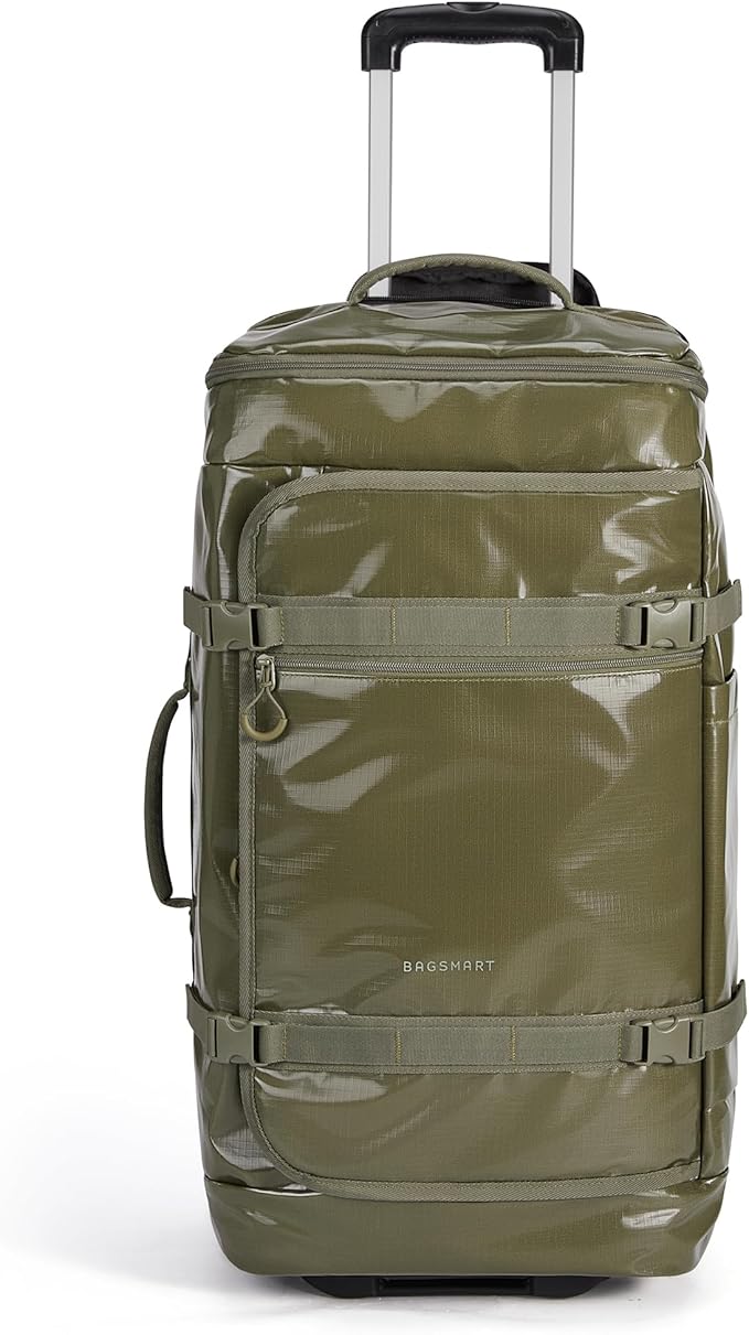 BAGSMART 70L Rolling Duffle Bag with Wheels, Large Travel Duffel Luggage Bag for Men, Water Repellent Heavy Duty for Travel Camp, Olive Green