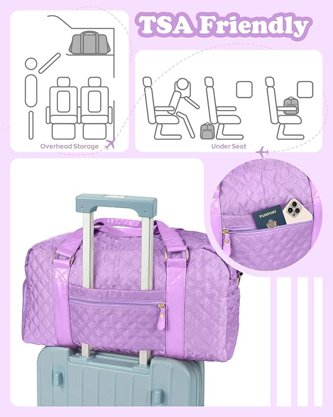 Initial Travel Duffle Bag Women Girls Christmas Gift: Personalized Weekender bags, Dance Cheer bag Sports for Girl, Kid Gymnastics Bags, Birthday Gifts for Women Kids Teens