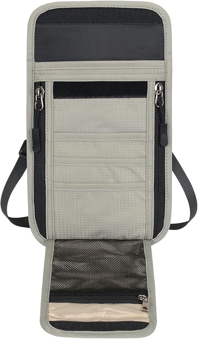 Travel Neck Wallet RFID Blocking – Hidden Passport Holder & Anti-Theft Money Pouch for Men & Women, Lightweight Concealed Undergarment Organizer with Adjustable Strap, Secure Document Holder