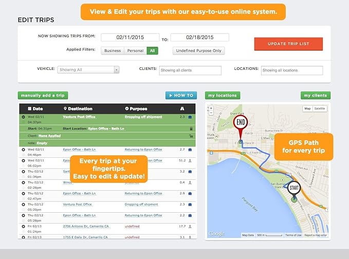 WiFi M2 - GPS Mileage Tracker You Can Trust - Automatic Electronic Mileage Log with WiFi Uploading from The Car