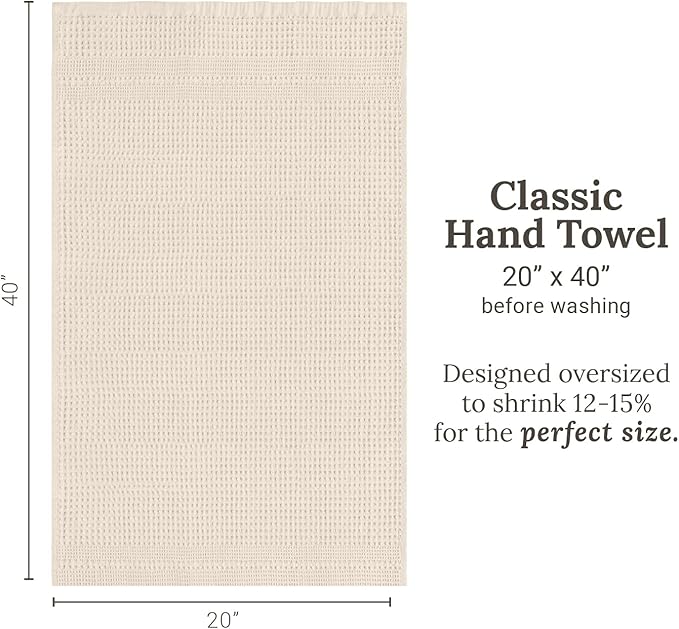 GILDEN TREE Waffle Hand Towels for Bathroom Quick Dry Towel Super Absorbent Thin 100% Cotton Lint Free, Hand Towels for Bathroom Set of 2, Classic Style (Cream)