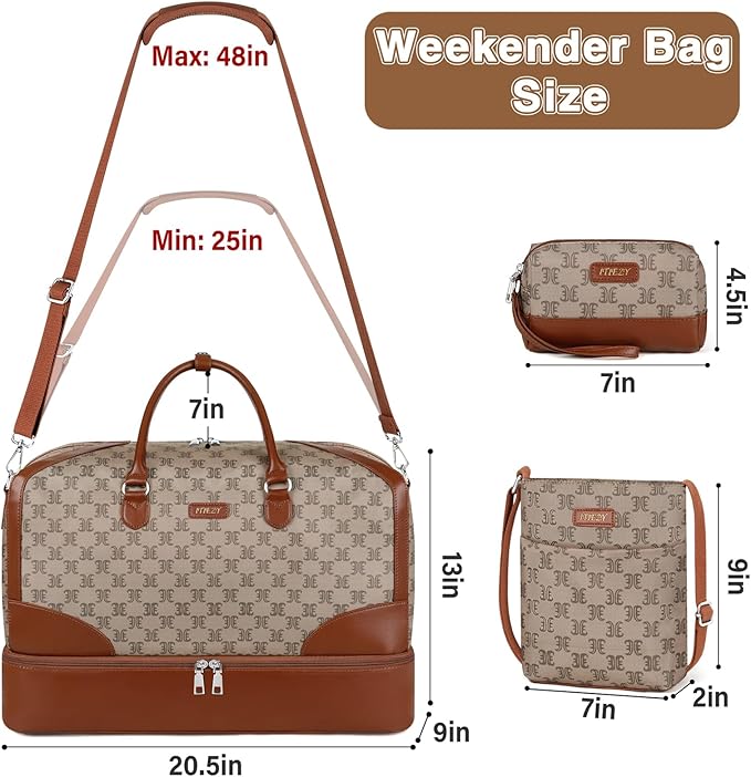 Weekender Bag for Women, Travel Duffel Bag Carry On Overnight Bag with Shoe Compartment Large Nylon Travel Weekend Tote Bag