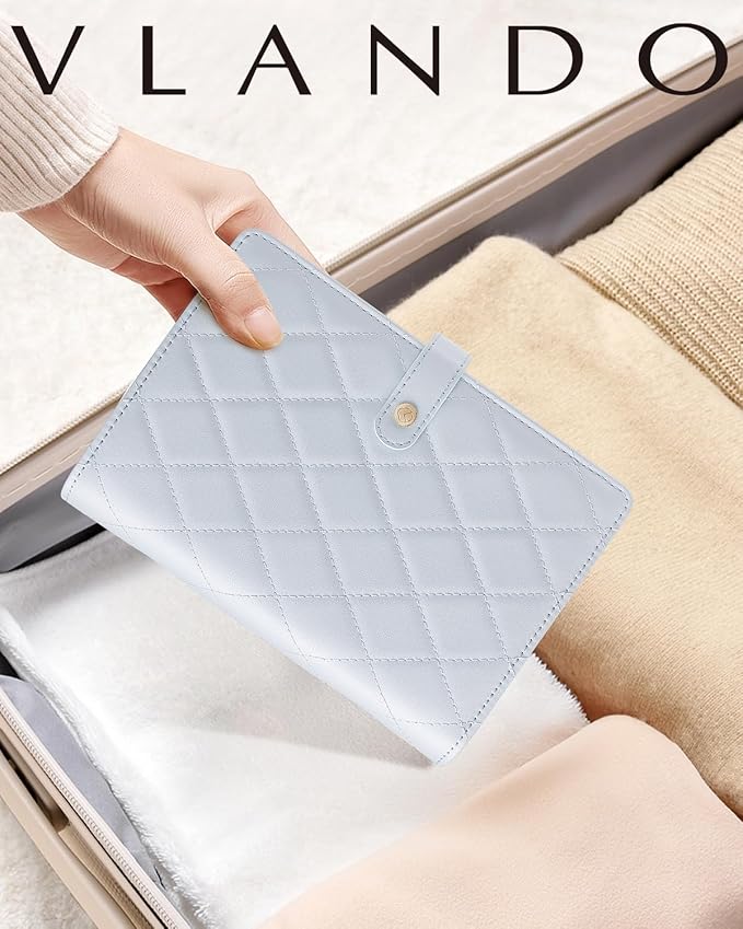 Vlando Travel Jewelry Organizer Case, Foldable Jewelry Bags Jewelry Storage Book Ring Binder with Clear Zipper Velvet Pouch Bag for Travel Essentials,Rings,Necklace,Earrings,Bracelets-Blue