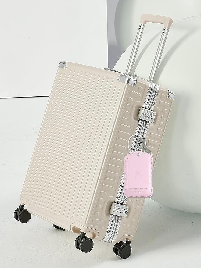 TopMade Smart Luggage Tag with Find My, Premium Leather Luggage Tags for Suitcase, Travel Bags, Backpacks, Anti-Lost Suitcase Tag Tracker for Travel with Privacy Name Card, Rechargeable