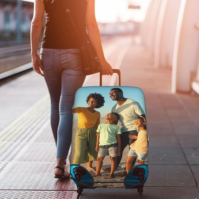 Custom Luggage Cover for 18-32 Inch Elastic Washable Stretch Suitcase Protector Anti-Scratch Personalized Design Travel Suitcase Cover for Kid and Adult L (25-28 inch suitcase)