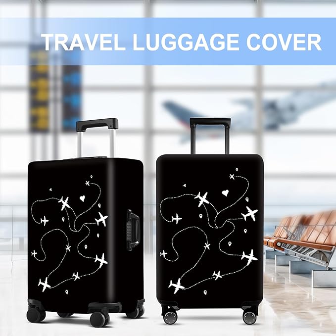 Luggage Cover Washable Suitcase Protector Anti-Scratch,Stretchable Fit for 20-34Inch Luggage Durable Travel Bag Cover with Zipper Closure (Airline, M(fits 24-26Inch suitcase))