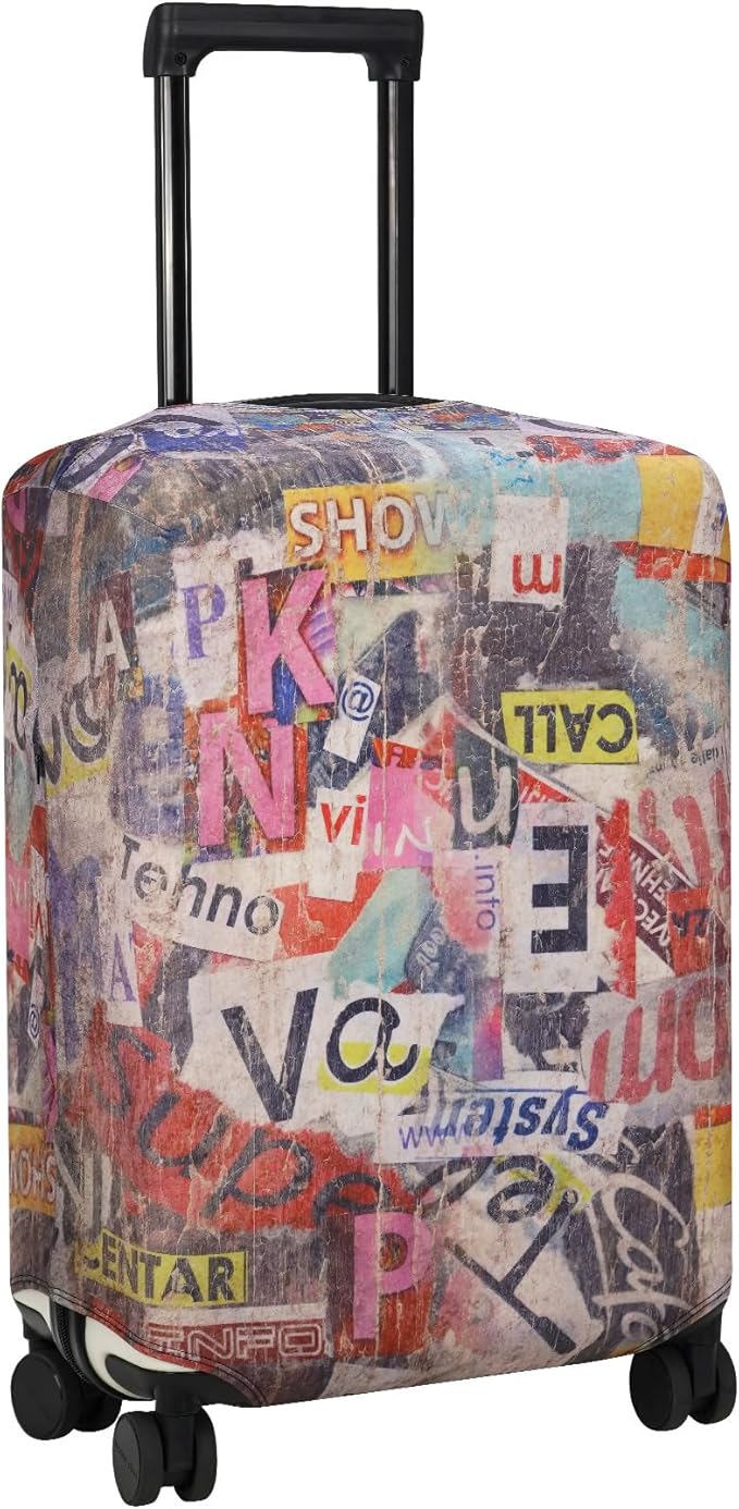 Explore Land Travel Luggage Cover Suitcase Protector Fits 31-32 Inch Case (Retro Pictorial, XL)