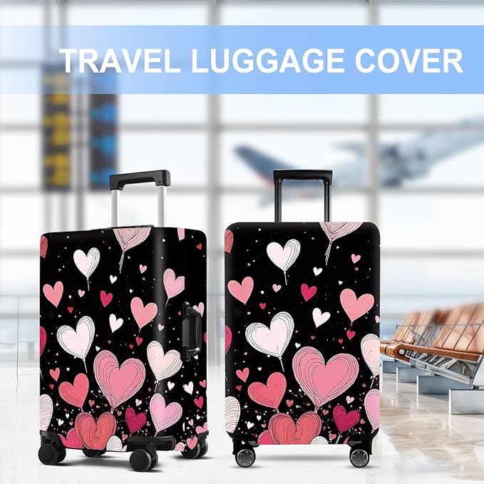 Luggage Cover Washable Suitcase Protector Anti-Scratch,Stretchable Fit for 20-34Inch Luggage Durable Travel Bag Cover with Zipper Closure (Heart-2, XL(fits 32-34Inch suitcase))