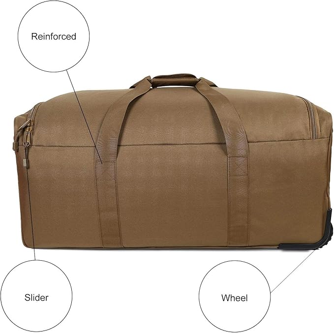 Heavy-Duty X-Large Military Tactical Wheeled Rolling Duffel Trolley Bag For Deployment Traveling Camping Sporting