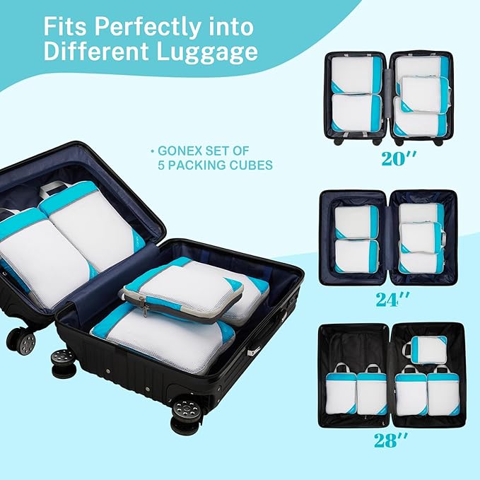 Compression Packing Cubes, Gonex Extensible Storage Mesh Bags Organizers