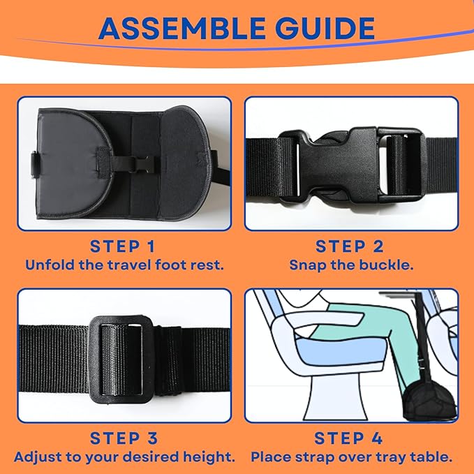 Airplane Foot Hammock 2-Pack, Leg Hammock for Airplane Travel with Rigid Base, Foot Sling for Plane Traveling with Memory Foam, Feet Rest for Long Flight, Travel Leg Rest, Footrest for Kids