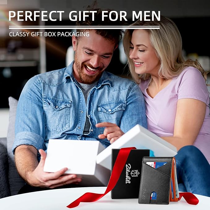 Zitahli Wallet for Men Slim 11 Credit Card Holder RFID Blocking Small Men's Wallet Bifold Minimalist Front Pocket With Mens Gifts Box