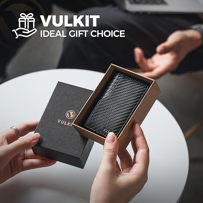 VULKIT Card Holder Wallet with Double ID Windows RFID Blocking Pop Up Wallet Minimalist Design for 12 Cards