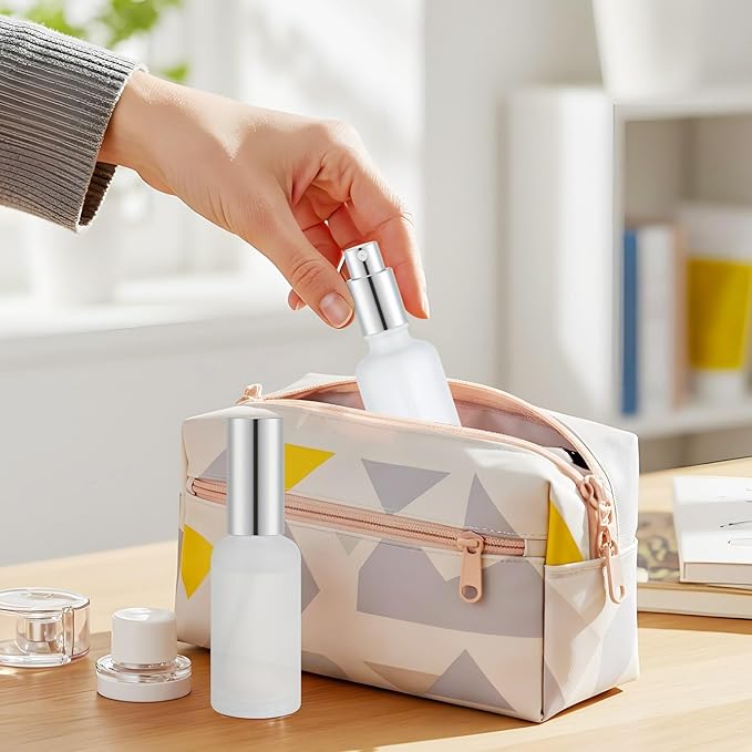 Roshtia 30 Pcs 1.69 oz/ 50 ml Silver Glass Spray Bottle Refillable Perfume Atomizer Clear Decorative Empty Bottles with Fine Mist Sprayer Pump for Face Body Travel