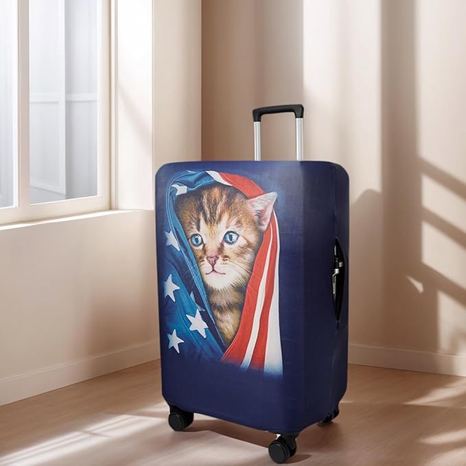 WUJIAONIAO Travel Luggage Cover Baggage Suitcase Cover Protector Skins 18-32 Inch (Cat A, M (for 22-24 inch luggage))