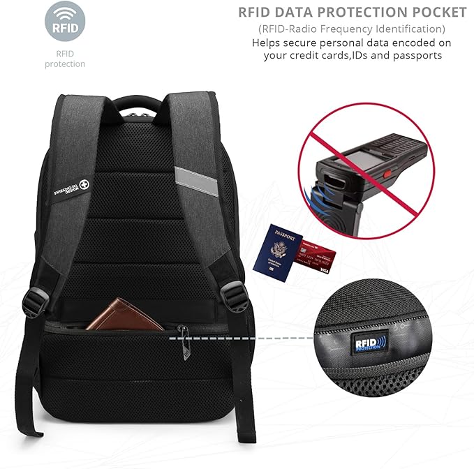 Swissdigital Design Travel Laptop Backpack for Men and Women, College Backpack with USB Charging Port for Fits 16 Inch Notebook, Grey | SD1670-02