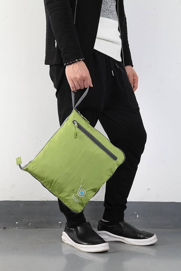 Bago Large Foldable Duffel Bags for Traveling Women & Men - 80L Packable Duffle Bag for Travel with Shoe Compartment - Water Repellant, Heavy Duty, Lightweight Folding & Collapsible (Green)