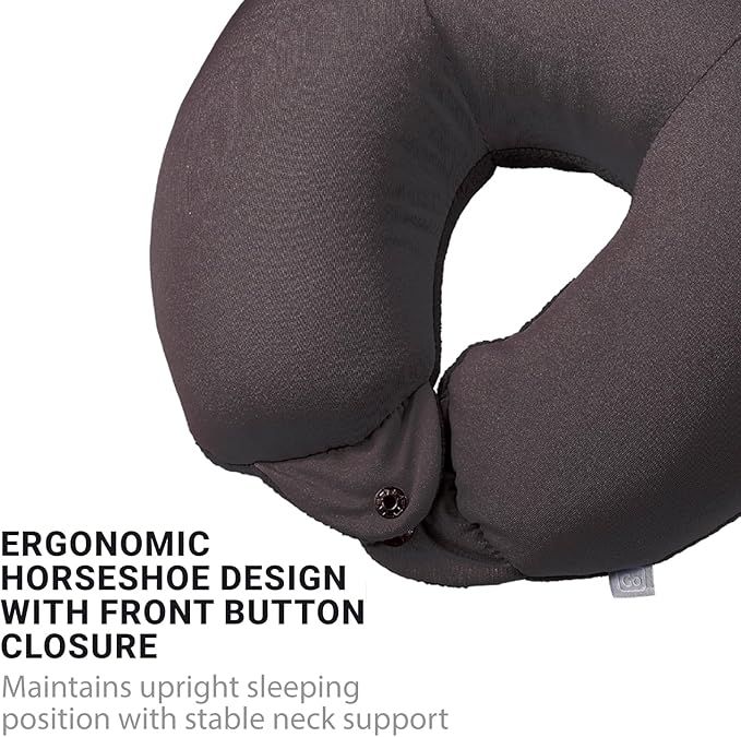 Classic Bean Sleeper, Comfortable Travel Pillow Filled with Micro Polybeans, Neck Pillow for Uninterrupted Sleep, Ideal for Airplane, Bus, Car, and Train, Travel Essentials, Black